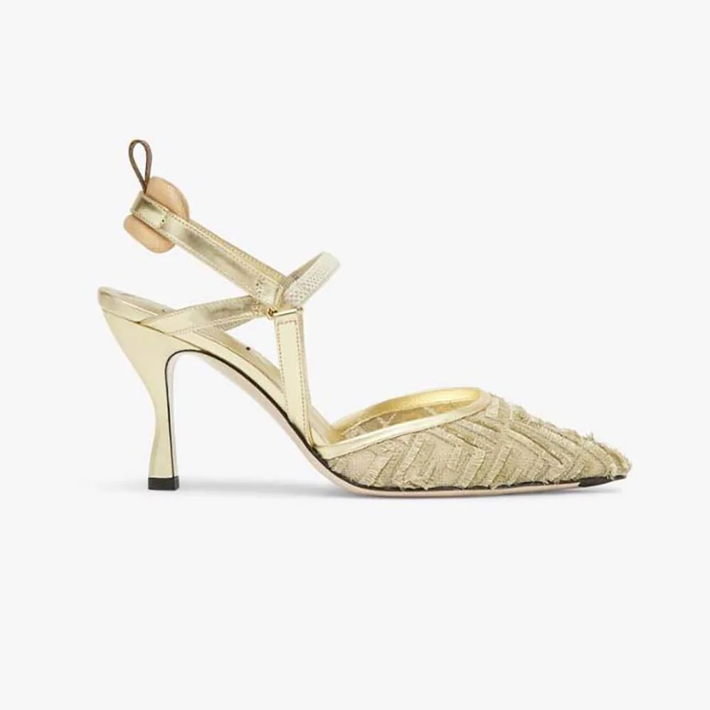 Fendi Colibrì Lite Gold Mesh High for Women in Heeled Slingbacks