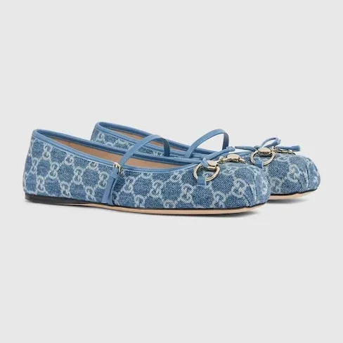 Gucci Horsebit Ballet Flats Blue Denim Gucci Horsebit Ballet Flats Blue Denim