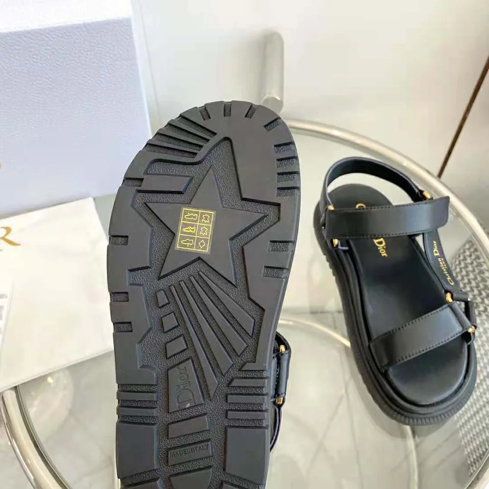 Dior D for Women in Wave Sandal Black Lambskin Dior D for Women in Wave Sandal Black Lambskin
