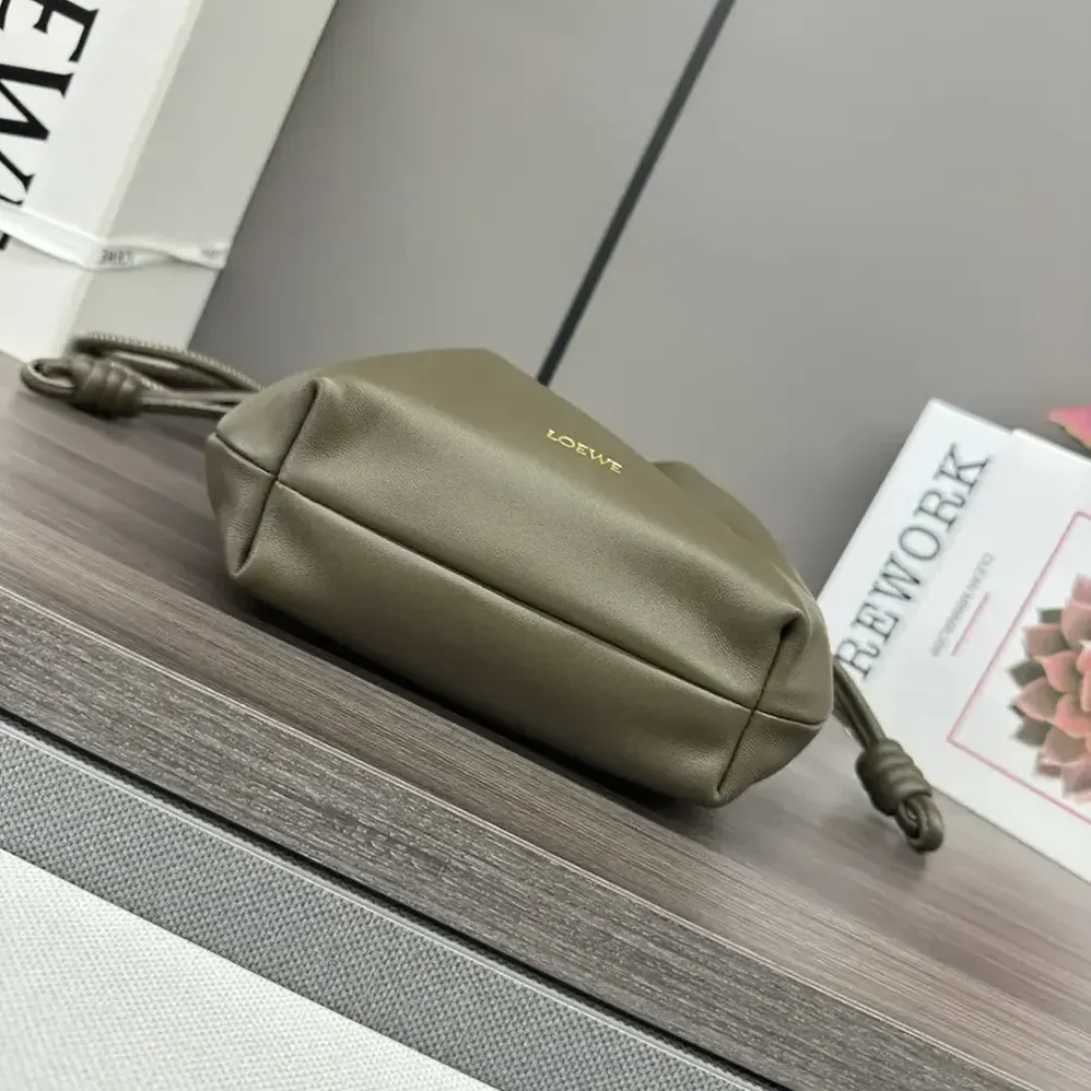 Loewe Mini Flamenco Purse Bag in Mellow Nappa Lambskin for Unisex in Dark Khaki Green Loewe Mini Flamenco Purse Bag in Mellow Nappa Lambskin for Unisex in Dark Khaki Green