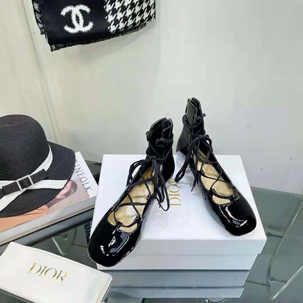 Dior Arty Lace-up Ankle Boot Black Patent Calfskin for Women Dior Arty Lace-up Ankle Boot Black Patent Calfskin for Women