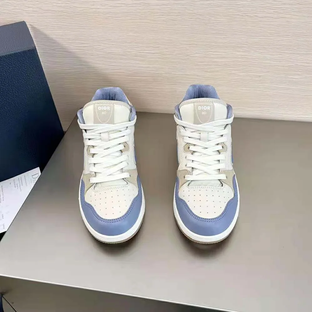 Dior B57 Mid-Top Sneaker Blue and Cream Smooth Calfskin and Beige Suede for Men