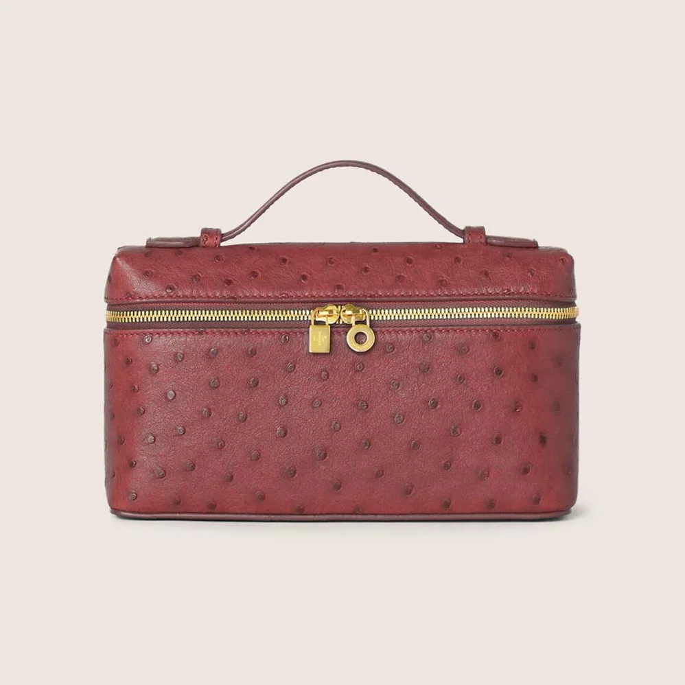 Loro Piana Extra Pocket Pouch L19 in Ostrich Leather for Women in Maroon Loro Piana Extra Pocket Pouch L19 in Ostrich Leather for Women in Maroon