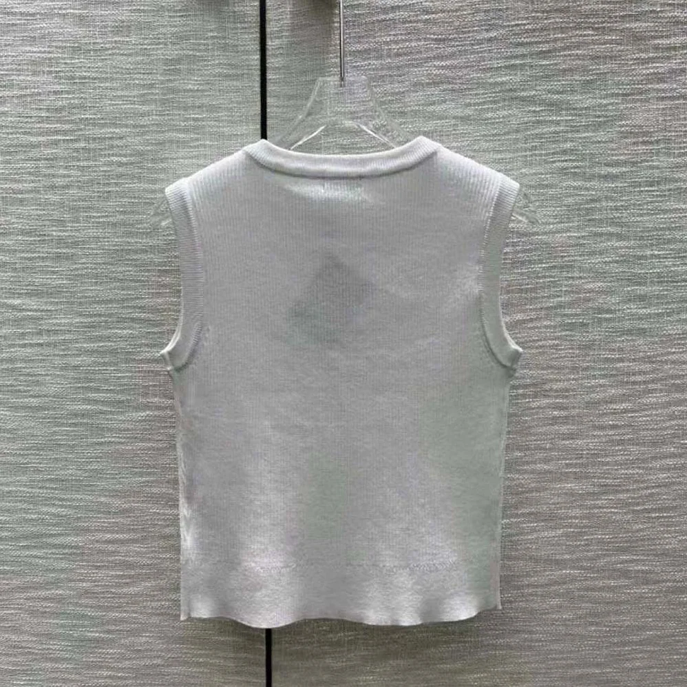 Miu Miu Viscose Knit Top with Knit Logo Patch for Women