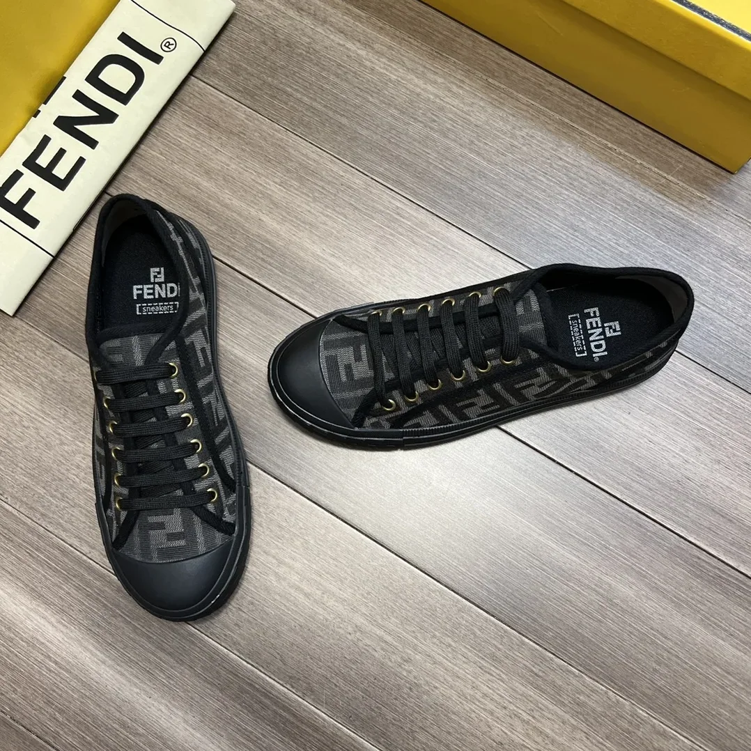 Fendi FD Domino Fabric Low-Tops Sneakers Black 7E1553AJZXF13I8
