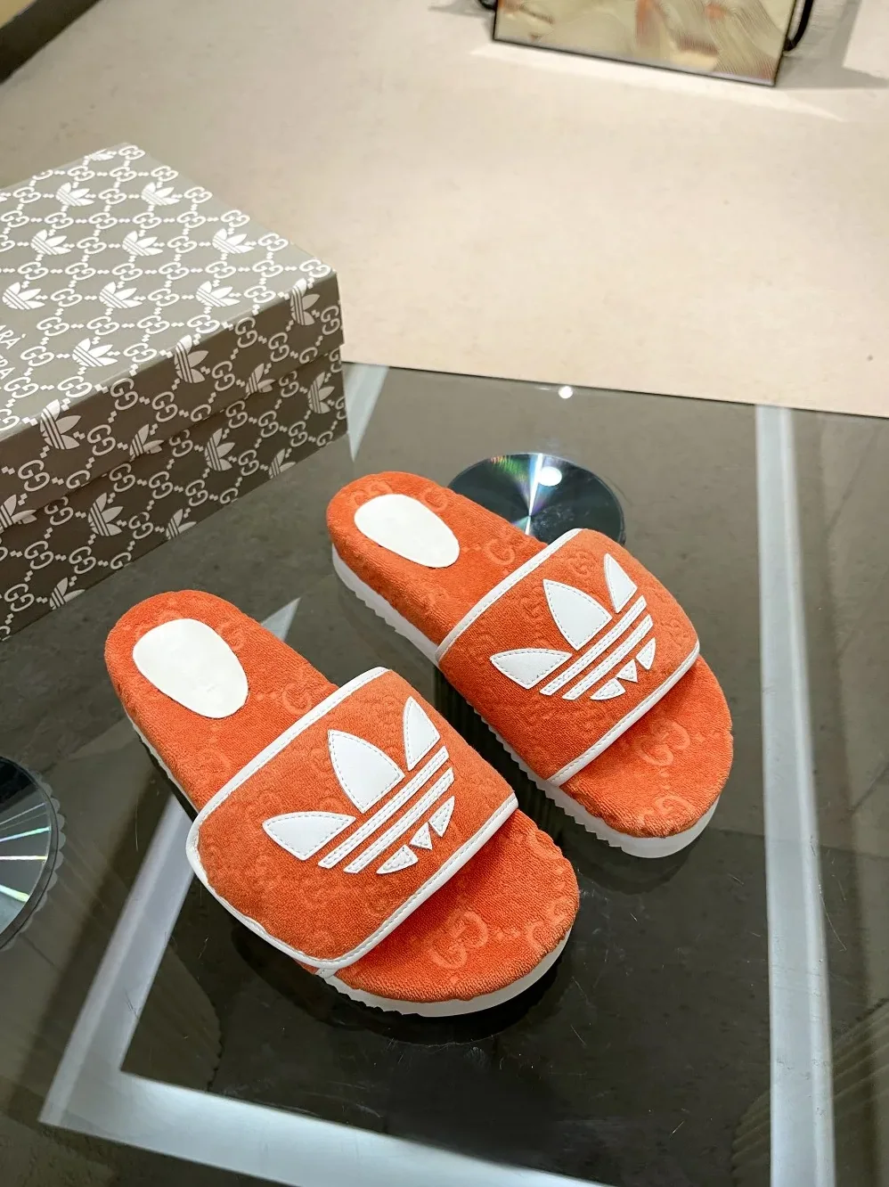Gucci x Adidas GG Platform Sandal Light Red for Women