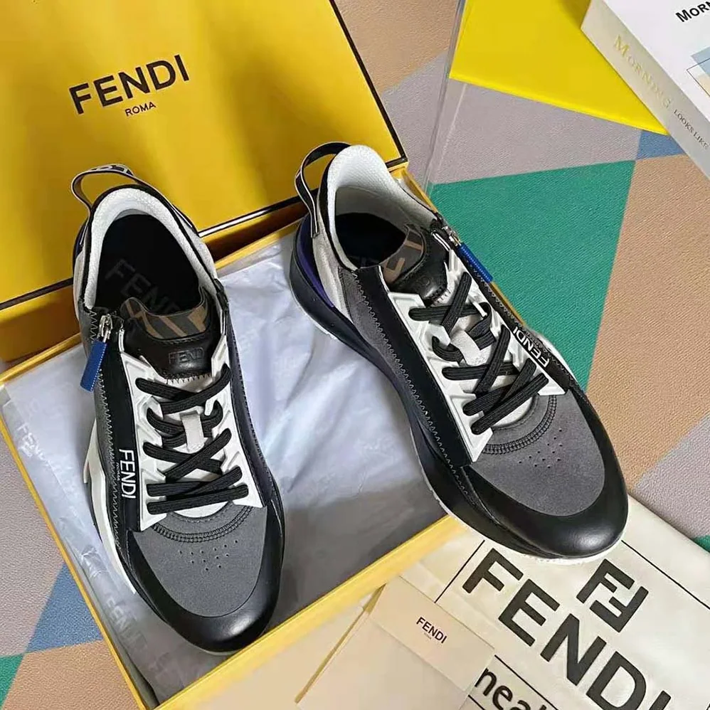 Fendi Flow Suede Low-Tops for Men in Navy