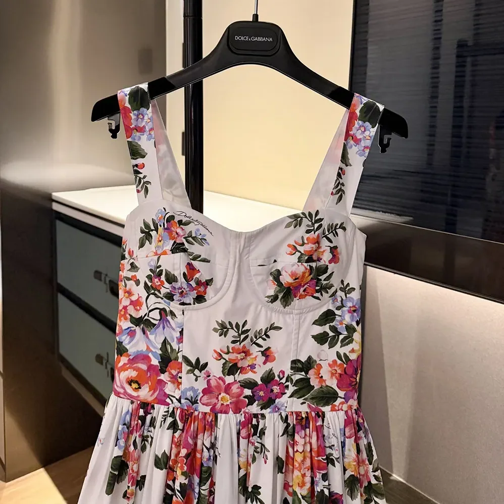 Dolce Gabbana D&G Flower Bouquet for Women in Print Cotton Dress