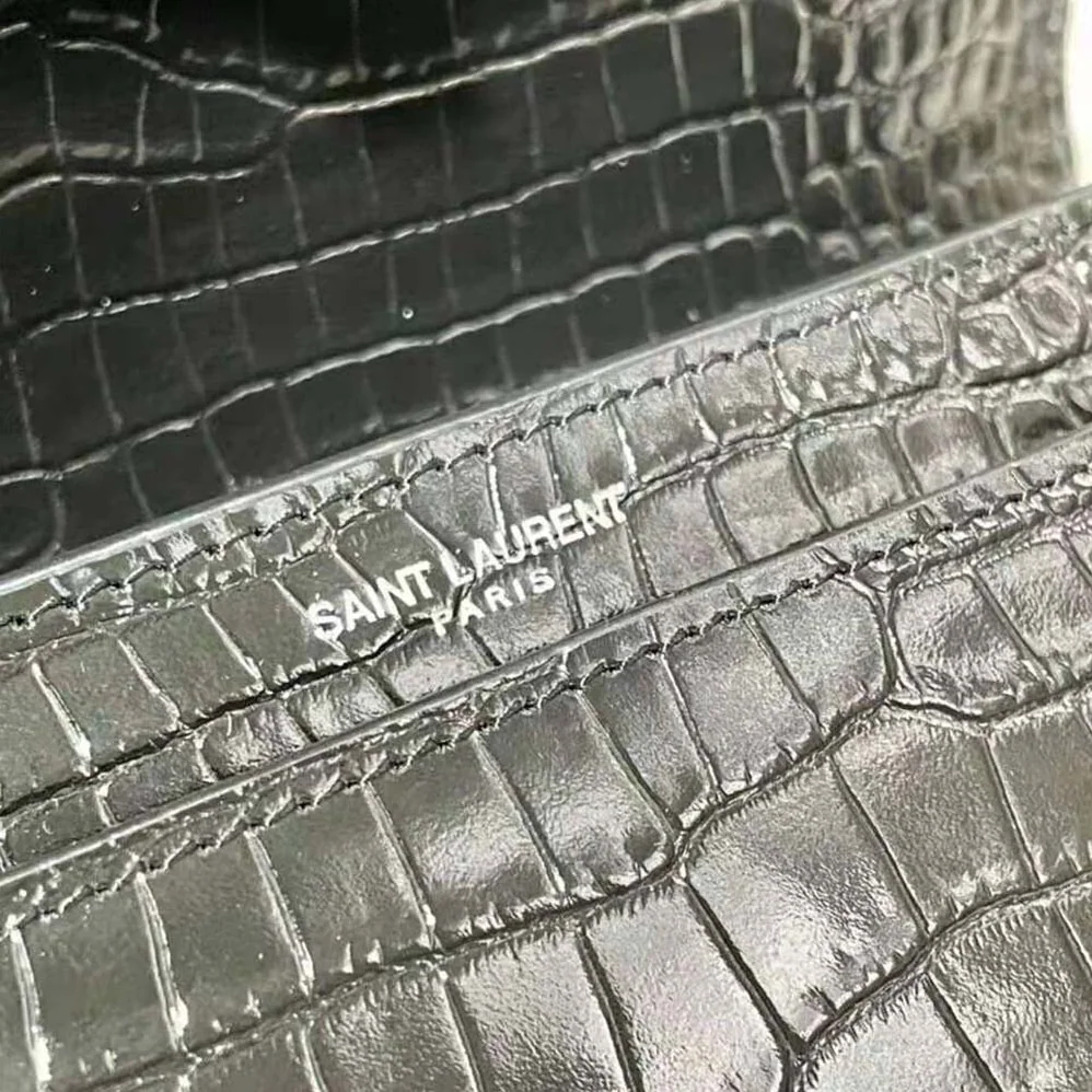 Saint Laurent YSL Sunset Medium in Crocodile Embossed Shiny Leather for Women
