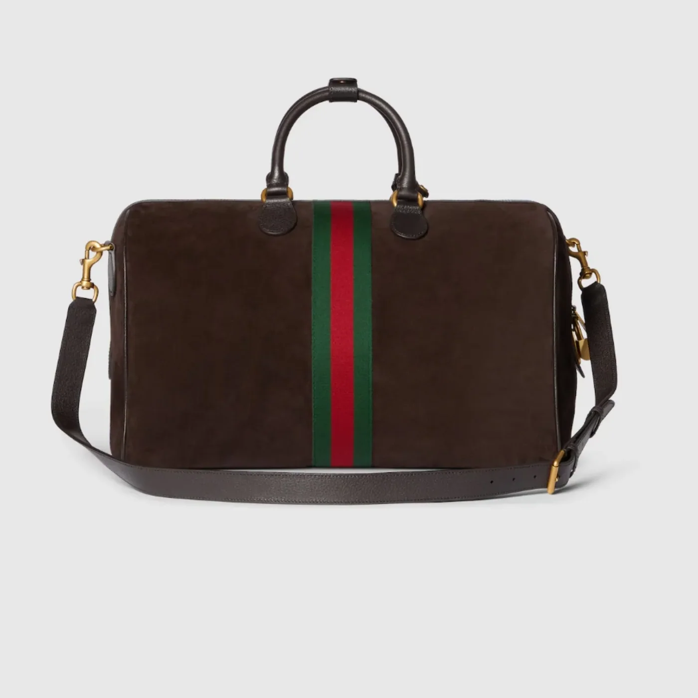Gucci Savoy Medium Duffle Travel Bag in Dark Brown Gold Hardware
