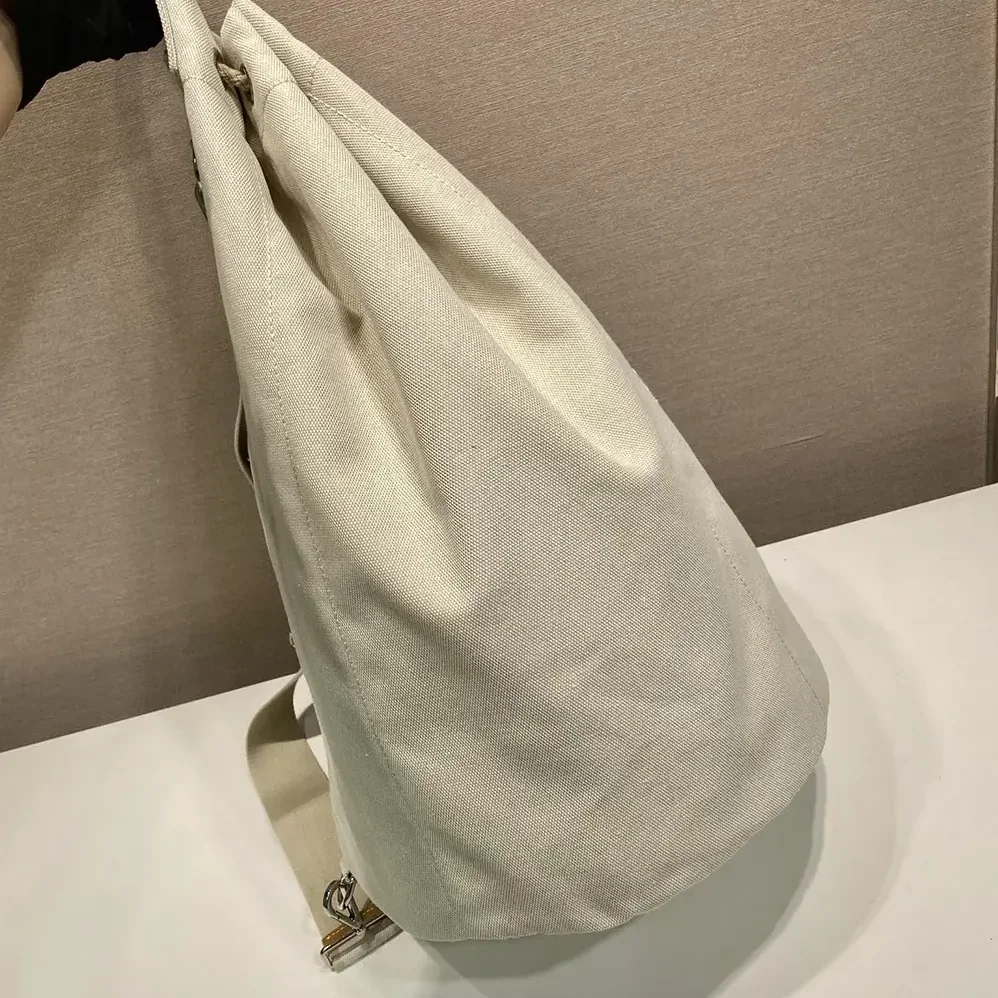 Prada Linen Blend Drawstring Duffel Bag for Unisex in White Prada Linen Blend Drawstring Duffel Bag for Unisex in White