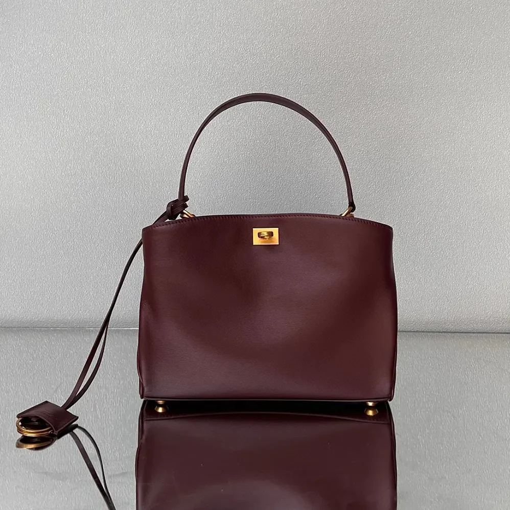 Balenciaga Rodeo Mini Handbag in Dark Burgundy Smooth Calfskin for Women