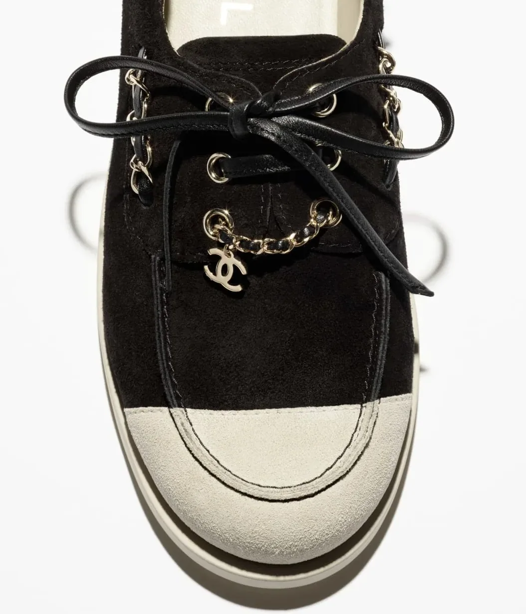 Chanel Suede Moccasins Black --U5949
