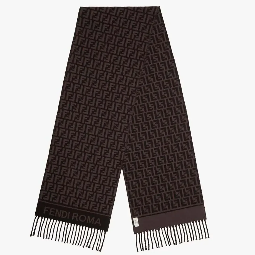 Fendi FF Scarf Burgundy Wool and Cashmere Scarf for Unisex Fendi FF Scarf Burgundy Wool and Cashmere Scarf for Unisex