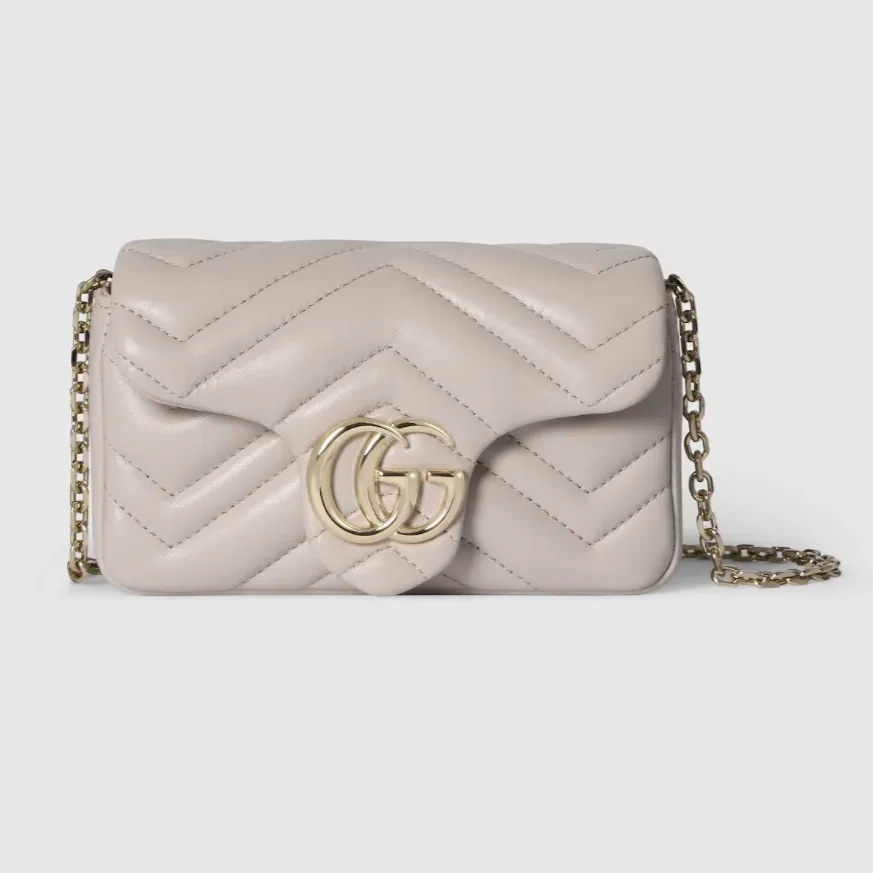 Gucci Marmont Mini Shoulder Bag in Light Grey Gold Hardware Gucci Marmont Mini Shoulder Bag in Light Grey Gold Hardware