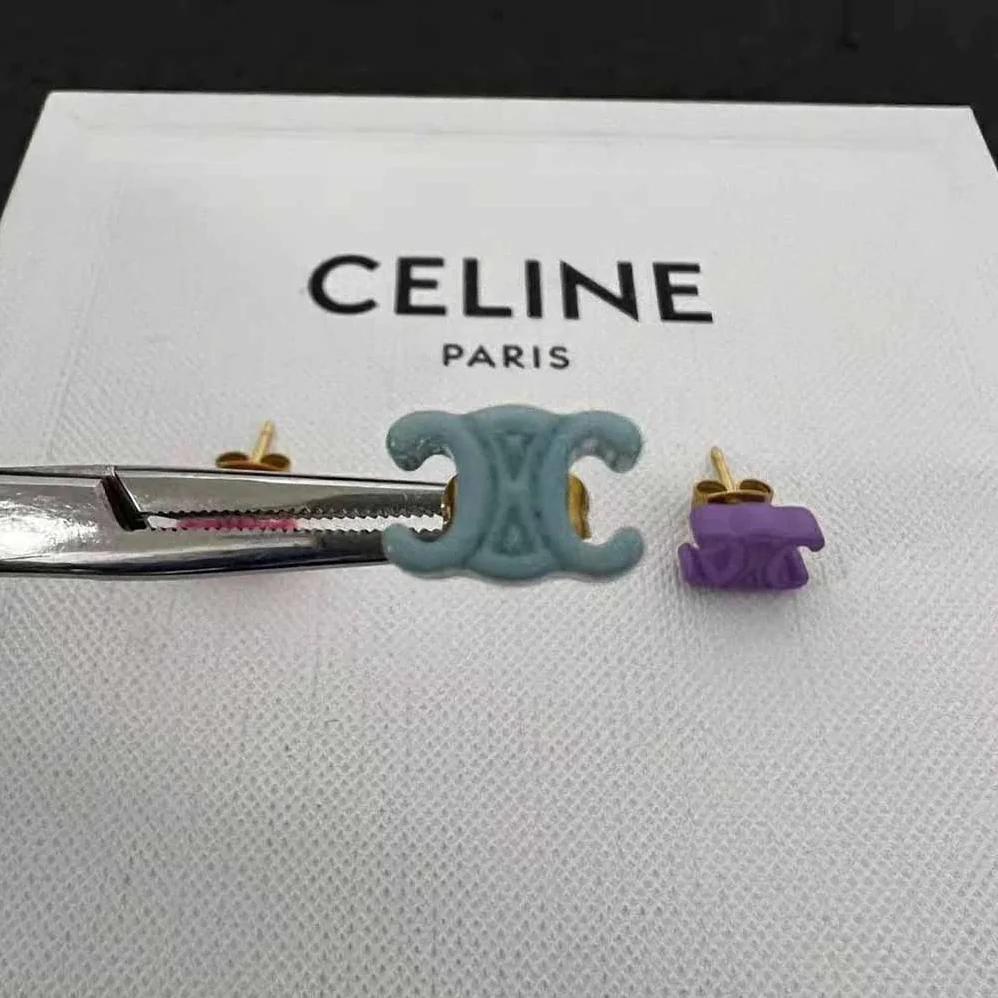 Celine Baby Set of 3 Studs in Brass with Gold Finish and Plexiglass for Women Celine Baby Set of 3 Studs in Brass with Gold Finish and Plexiglass for Women