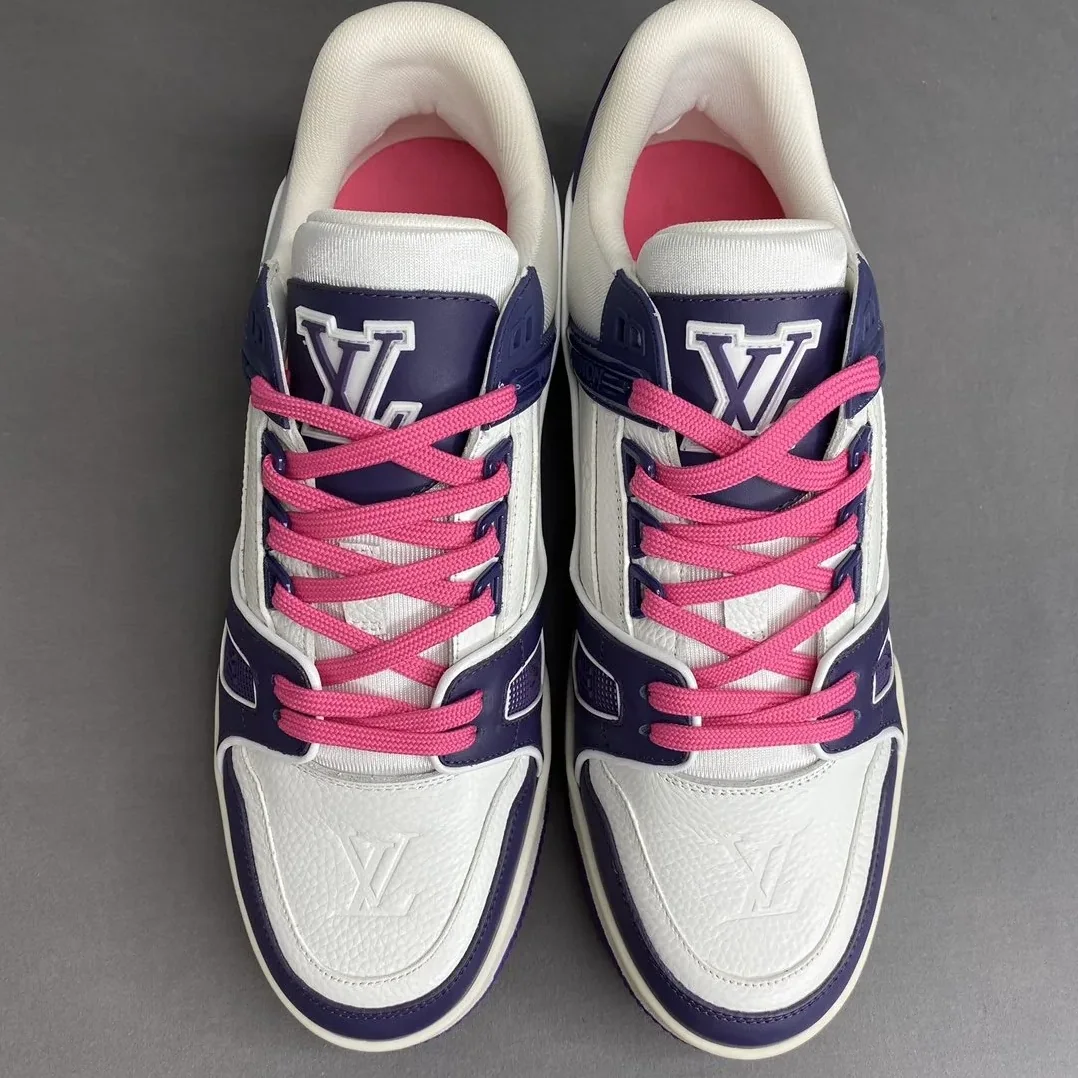 Louis Vuitton Trainer Sneaker Mix Of Materials White in Purple Virgil Abloh Louis Vuitton Trainer Sneaker Mix Of Materials White in Purple Virgil Abloh