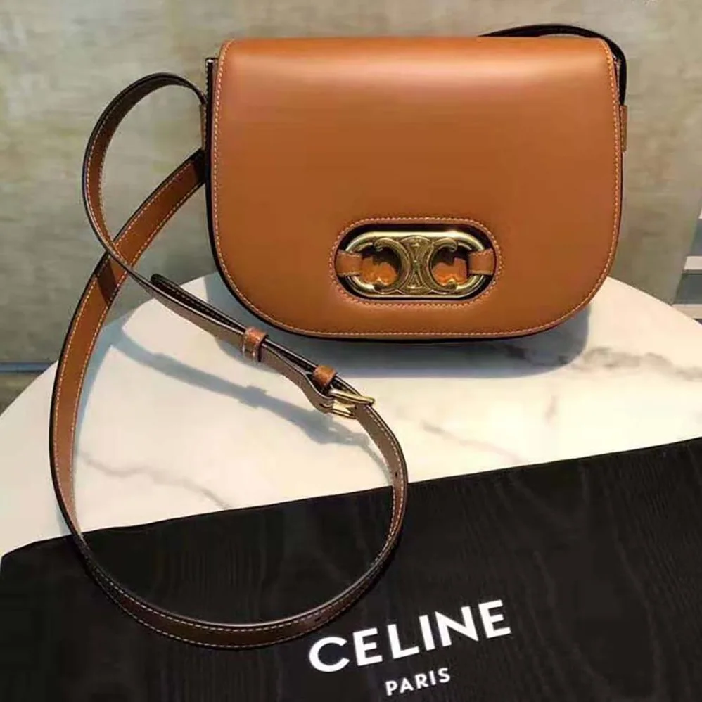 Celine Medium Maillon Triomphe Bag in Natural Calfskin for Women in Brown Celine Medium Maillon Triomphe Bag in Natural Calfskin for Women in Brown