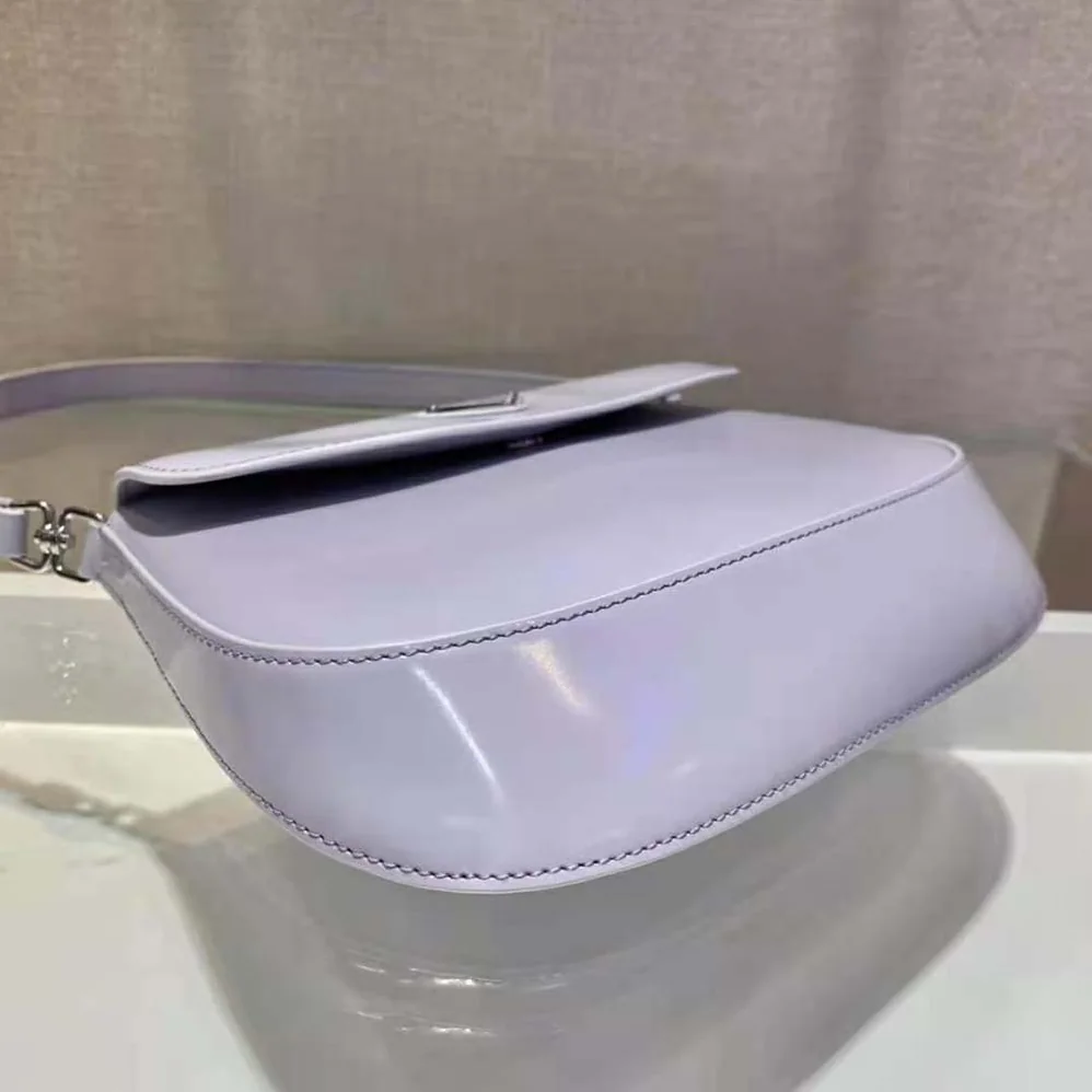 Prada Cleo Brushed Leather Shoulder Bag with Flap for Women in Purple Prada Cleo Brushed Leather Shoulder Bag with Flap for Women in Purple