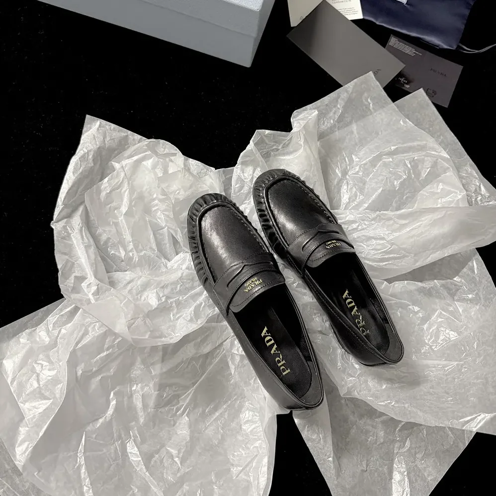 Prada Leather Loafers for Women in Black