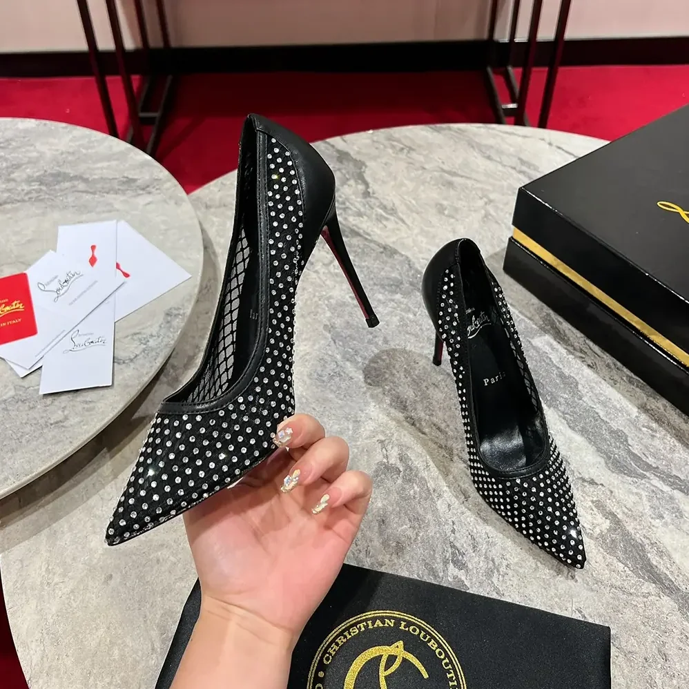 Christian Louboutin Apostropha Mesh Strass 80mm Pumps for Women in Black