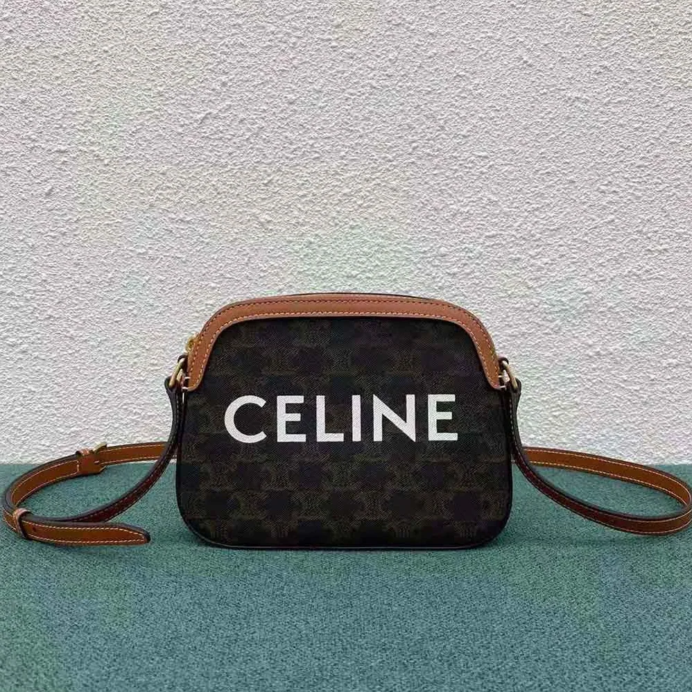 Celine Small Camera Bag in Triomphe Canvas for Women in Brown Celine Small Camera Bag in Triomphe Canvas for Women in Brown