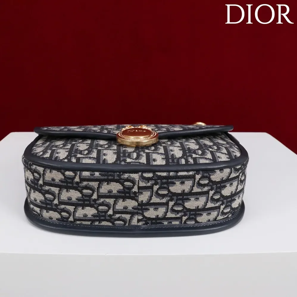 Dior Medium Dior Médaillon Flap Bag Blue Dior Oblique Jacquard for Women