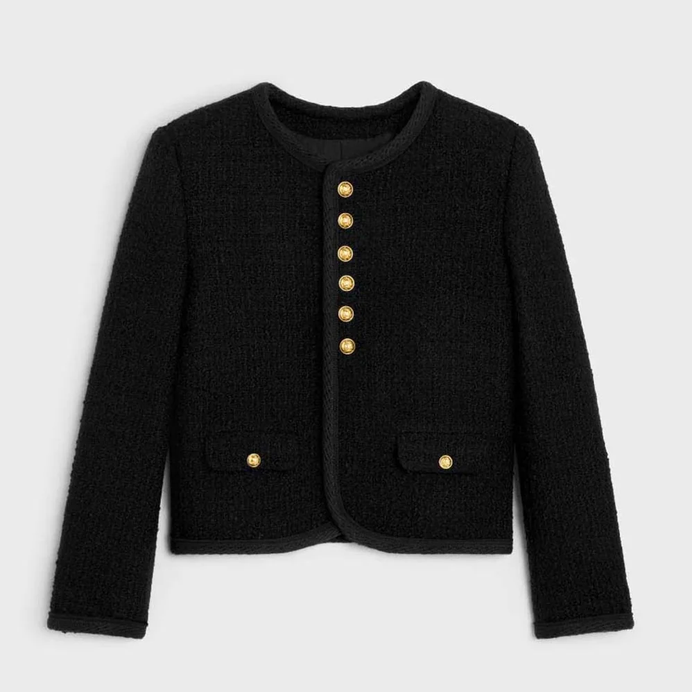 Celine Chasseur Jacket in Bouclette Natté for Women in Black Celine Chasseur Jacket in Bouclette Natté for Women in Black