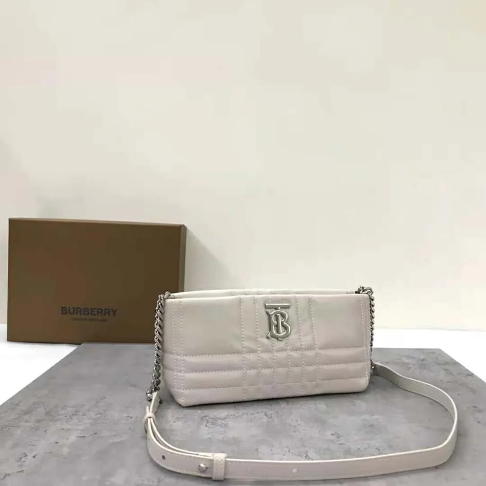 Burberry Small Quilted Lambskin Soft Lola Bag for Women in White