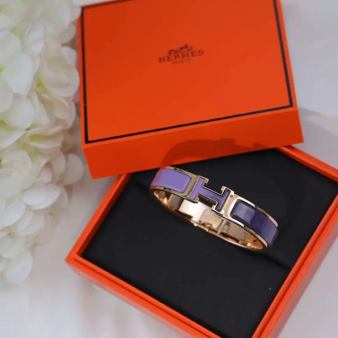 Hermes Clic Enameled H Bracelet Purple