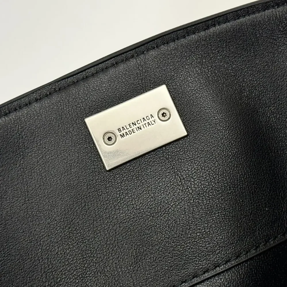 Balenciaga Rodeo Handbag Large In Black Smooth Calfskin Aged for Women in Silver Hardware
