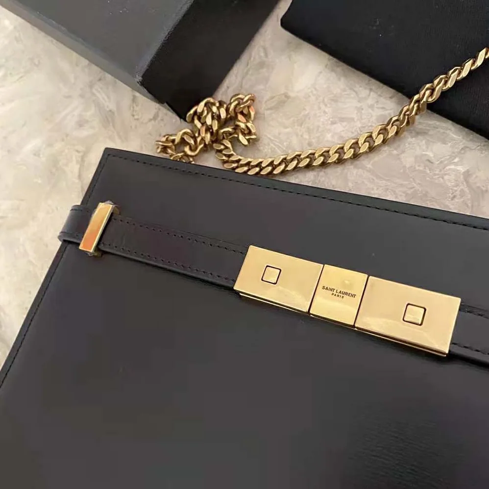 Saint Laurent YSL New Manhattan Pouch in Box Saint Laurent Leather for Women in Black Saint Laurent YSL New Manhattan Pouch in Box Saint Laurent Leather for Women in Black