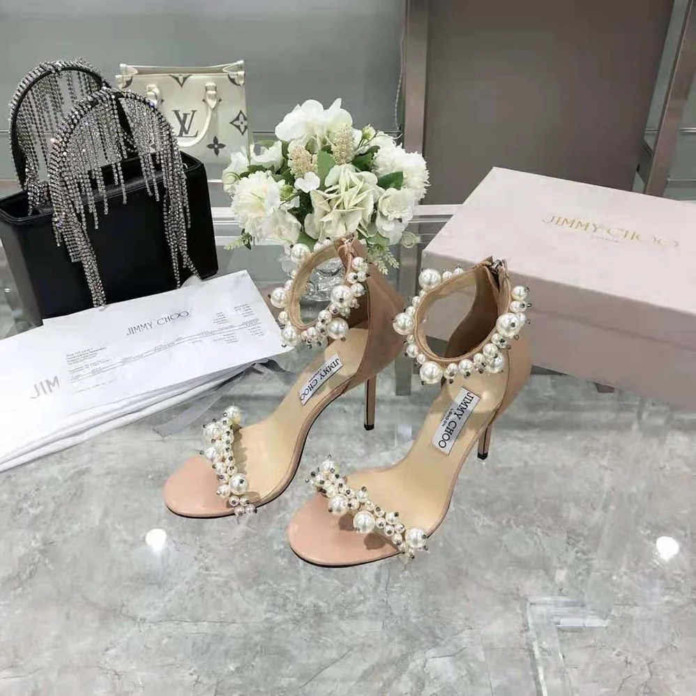 Jimmy Choo Maisel 100 Ballet Pink Nappa Leather Sandals for Women Jimmy Choo Maisel 100 Ballet Pink Nappa Leather Sandals for Women