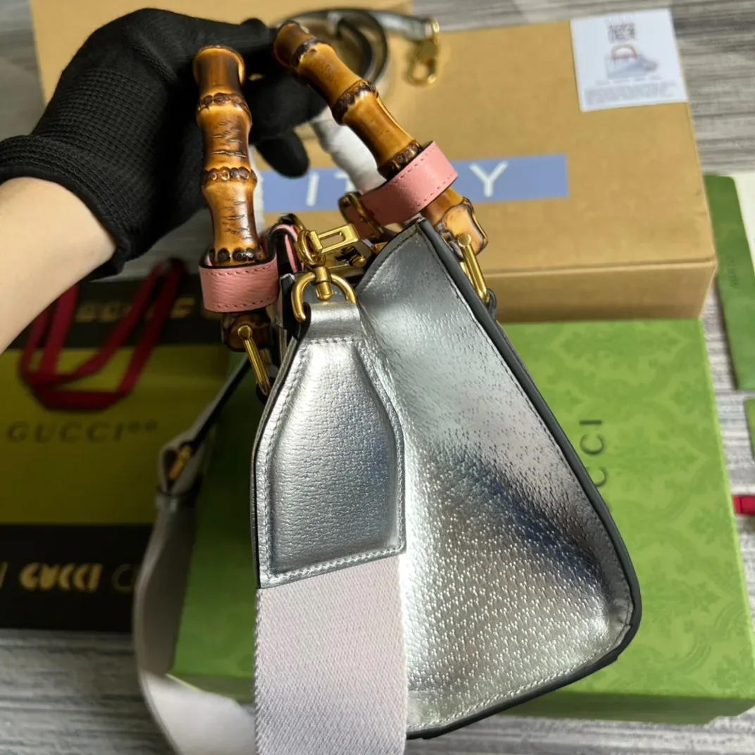 Gucci Diana Mini Tote Bag Silver Gucci Diana Mini Tote Bag Silver