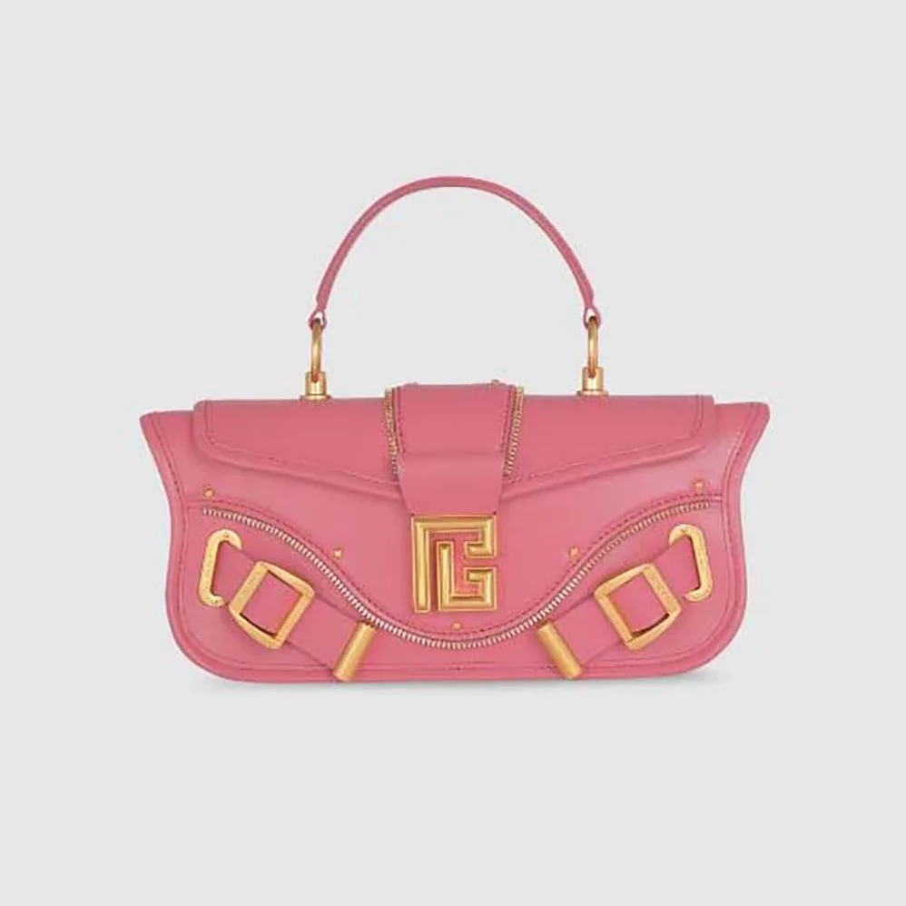 Balmain Blaze Clutch Bag in Smooth Leather for Women in Pink Balmain Blaze Clutch Bag in Smooth Leather for Women in Pink