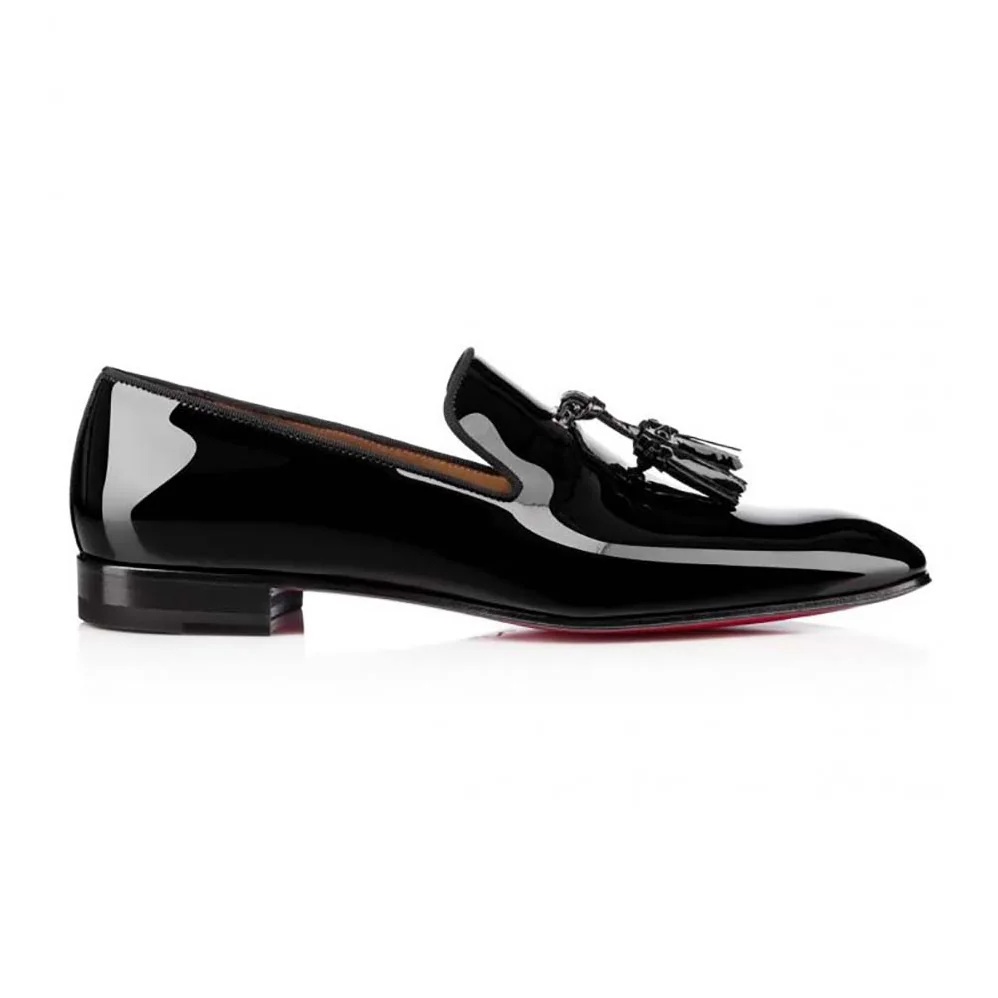 Christian Louboutin Dandelion Tassel Loafers Patent Calf Leather for Men in Black Christian Louboutin Dandelion Tassel Loafers Patent Calf Leather for Men in Black