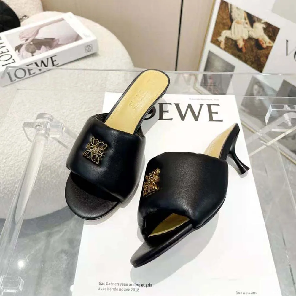 Loewe Anagram Padded Mule in Lambskin for Women in Black Loewe Anagram Padded Mule in Lambskin for Women in Black