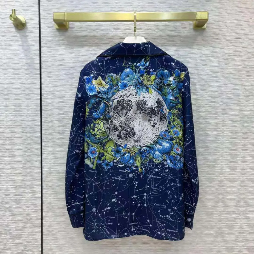 Dior Chez Moi Jacket Blue Dior Zodiac Silk Twill for Women