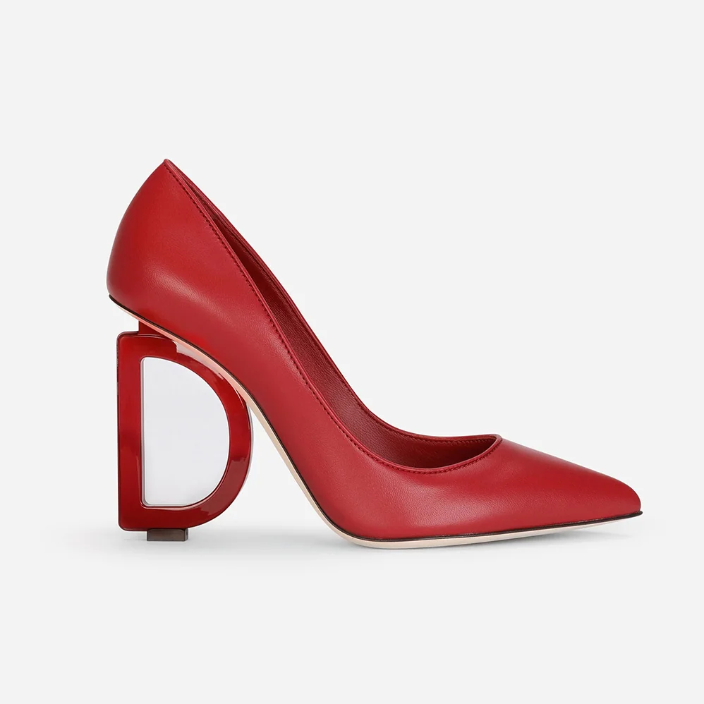 Dolce Gabbana D&G Nappa Leather Pumps with DG in 105 mm Heel for Women in Red Dolce Gabbana D&G Nappa Leather Pumps with DG in 105 mm Heel for Women in Red