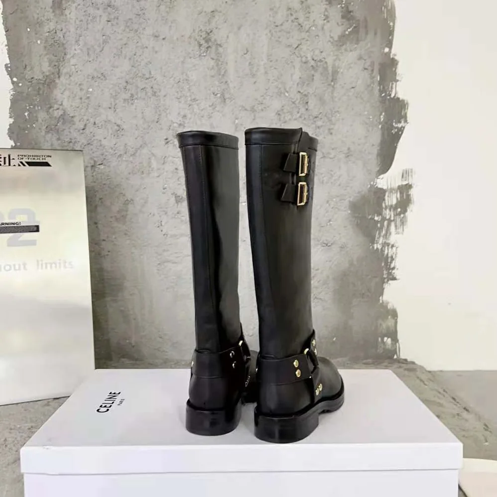 Celine High Boot Celine Biker in Calfskin – Vegetal Tanning for Women in Black Celine High Boot Celine Biker in Calfskin – Vegetal Tanning for Women in Black
