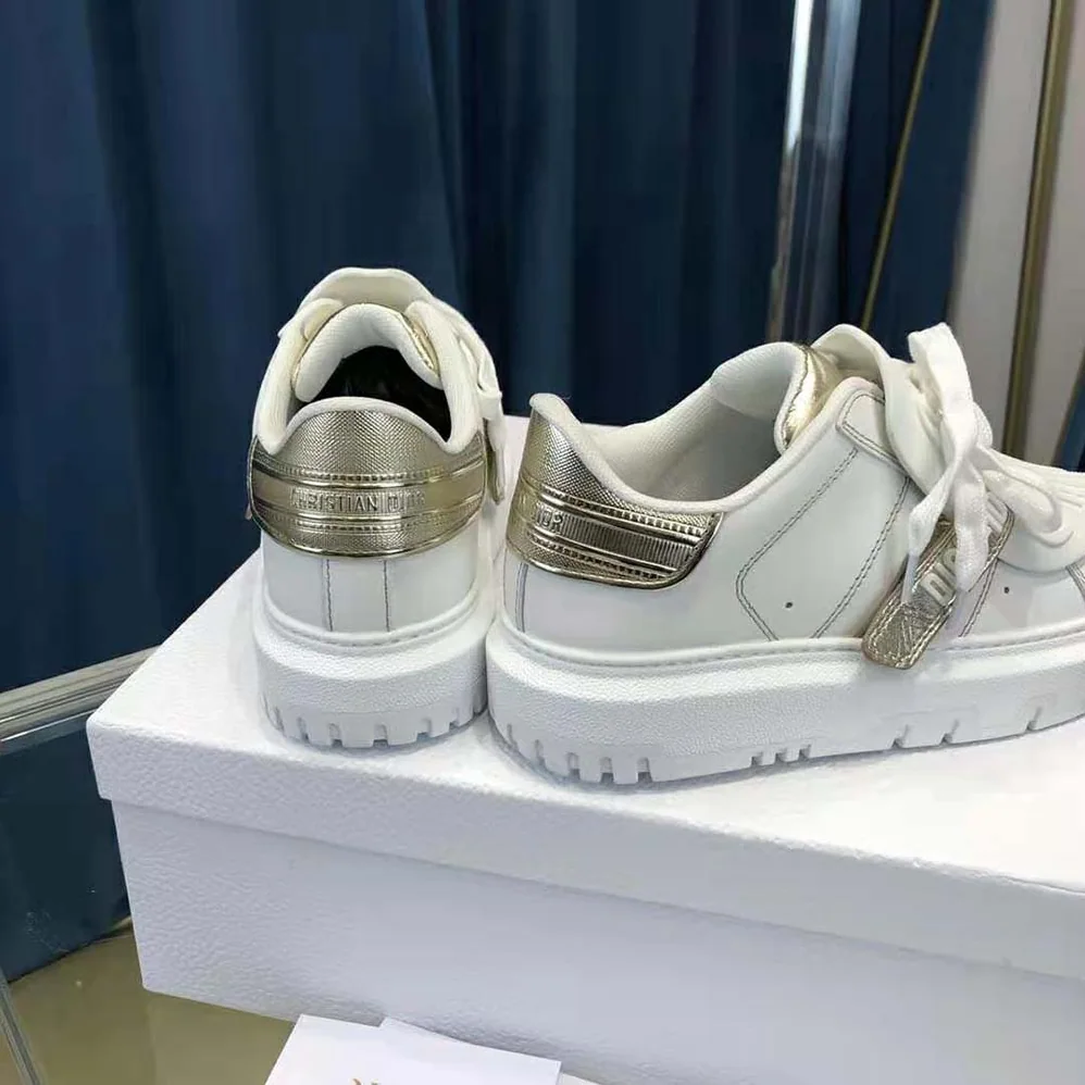 Dior Dior-id Sneaker White Calfskin and Gold for Women in Tone Laminate