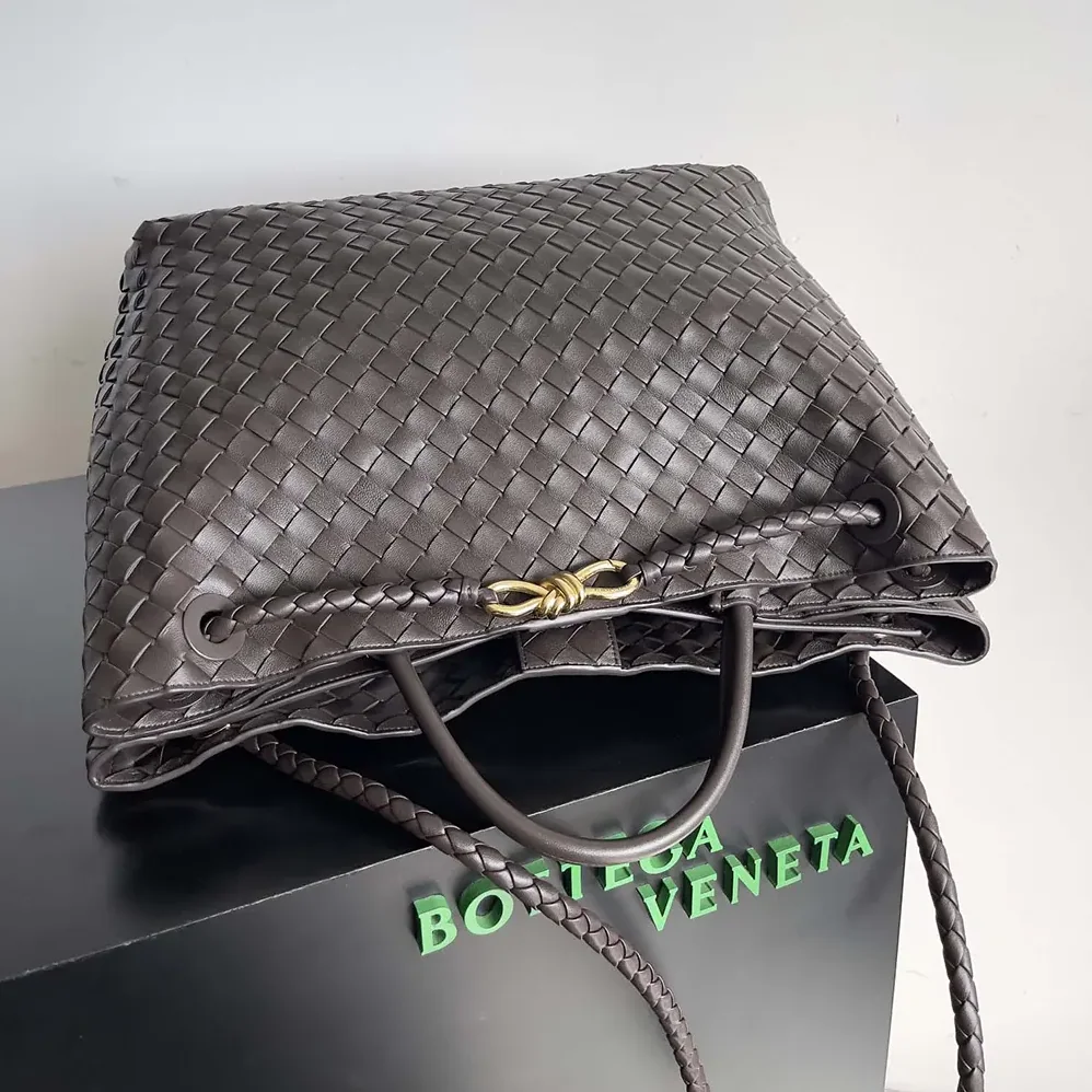 Bottega Veneta Large Andiamo in Lambskin Leather for Women in Chocolate Brown