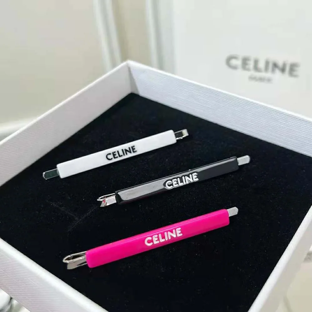 Celine Monochroms Set of 3 Hair Clips in Acetate and Steel for Women Celine Monochroms Set of 3 Hair Clips in Acetate and Steel for Women