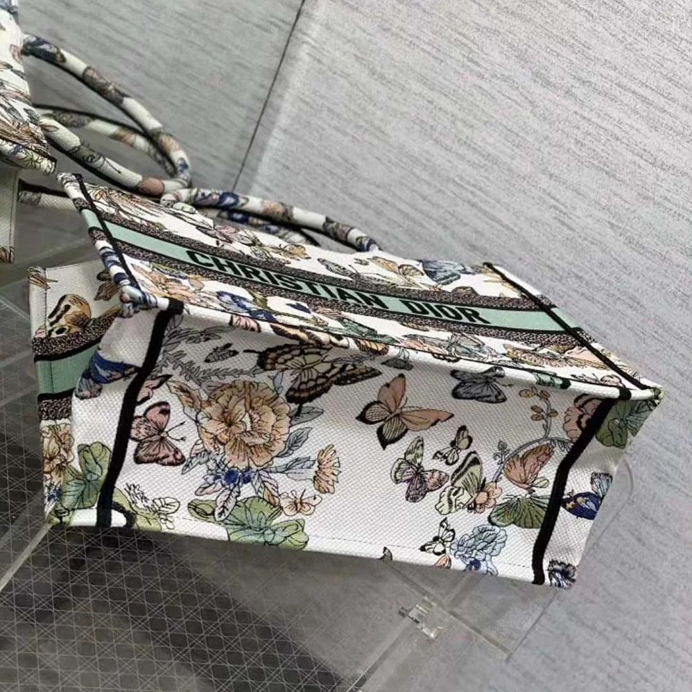 Dior Medium Dior Book Tote White Multicolor Toile de Jouy Mexico Embroidery for Women