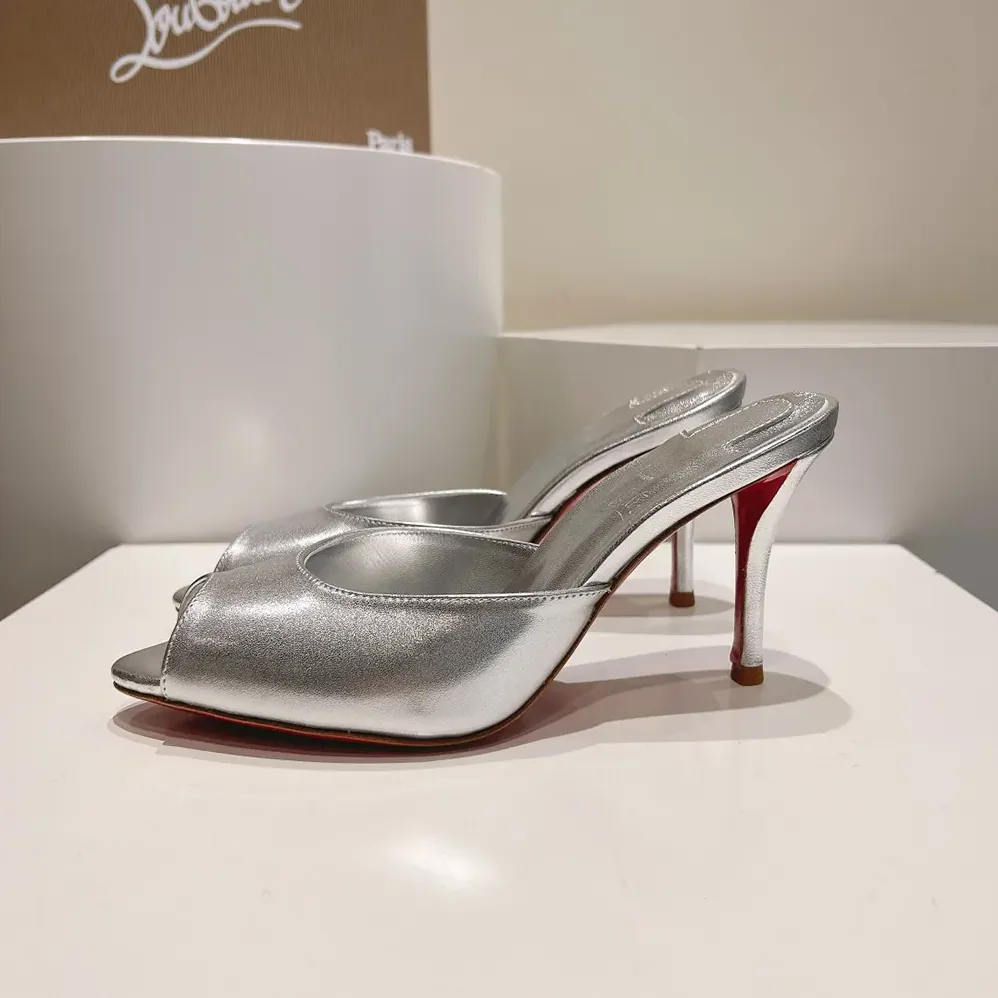 Christian Louboutin Me Dolly 100 mm Mules Nappa leather for Women in Silver Christian Louboutin Me Dolly 100 mm Mules Nappa leather for Women in Silver