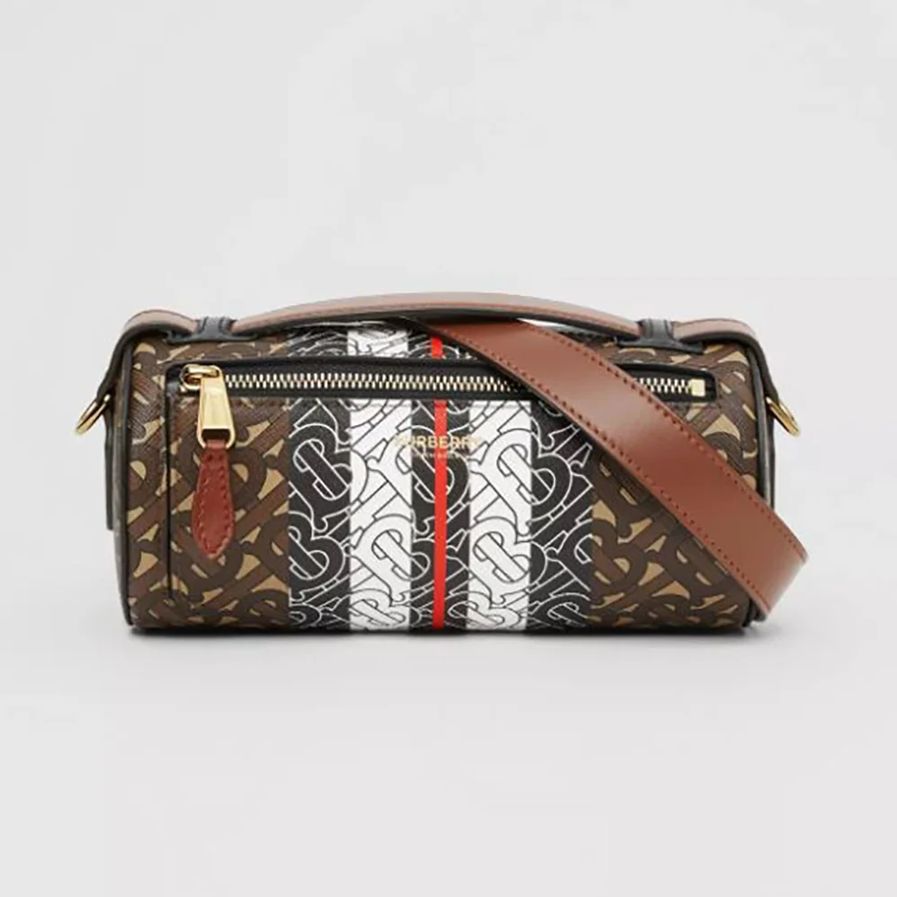 Burberry The Monogram Stripe E-canvas and Leather Barrel Bag for Women