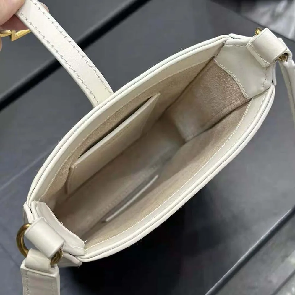 Saint Laurent YSL Le 5 à 7 Mini Vertical in Shiny Leather for Women in White Saint Laurent YSL Le 5 à 7 Mini Vertical in Shiny Leather for Women in White