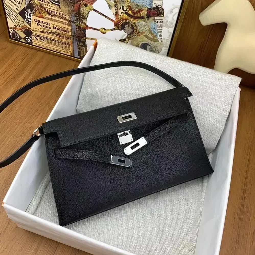 Hermes Kelly To Go in Epsom Leather for Women in Black/Silver Hermes Kelly To Go in Epsom Leather for Women in Black/Silver