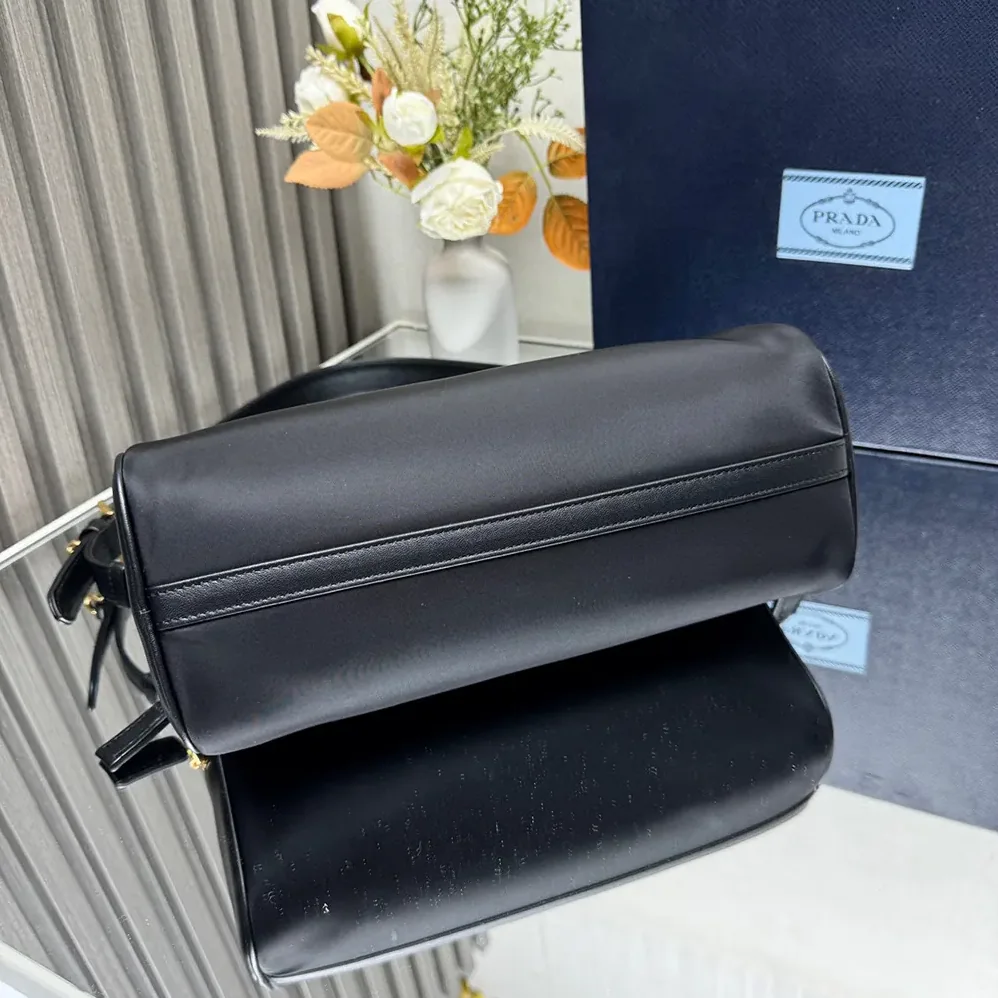 Prada Medium Re-Nylon and Leather Shoulder Bag with Padlock for Women Prada Medium Re-Nylon and Leather Shoulder Bag with Padlock for Women