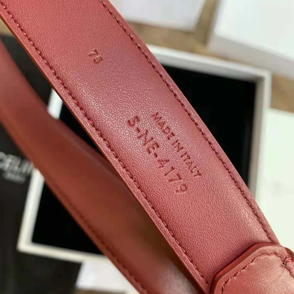 Celine Triomphe Belt in Smooth Calfskin for Women in Maroon